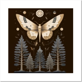 Pine forest and butterfly Posters and Art